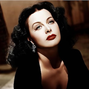 Hedy Lamarr glamour photo c. 1942, color, multiple sizes - old Hollywood glam, vintage actress celebrity, leading lady, print/poster [1799]