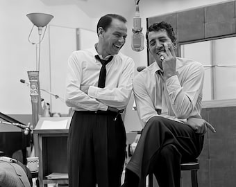 Frank Sinatra, Dean Martin Studiofoto um 1958, schwarz-weiß, verschiedene Größen, Rat Pack, Classic Hollywood Glam, alte Filmstars [730-1511]