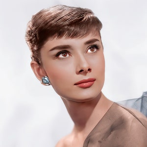 Audrey Hepburn glamour photo ca. 1953 - color, multiple sizes - classic actress, old Hollywood, glamorous leading lady, art poster [C137]