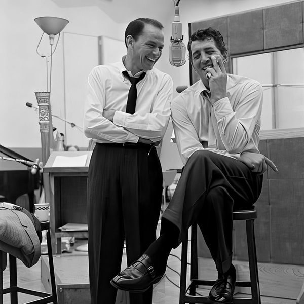 Frank Sinatra, Dean Martin studio photo c.1958, black & white, multiple sizes, Rat Pack, Classic Hollywood glam, old movie stars [730-1511]