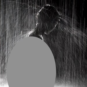 Rainy Night C. 1940's Sexy Nude Kneeling in Rain Black & White