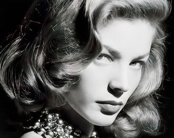 Lauren Bacall c. 1940&#39;s - studio portrait - black & white, multiple sizes - &quot;The Look&quot;, old Hollywood glam, vintage actress [730-1359]