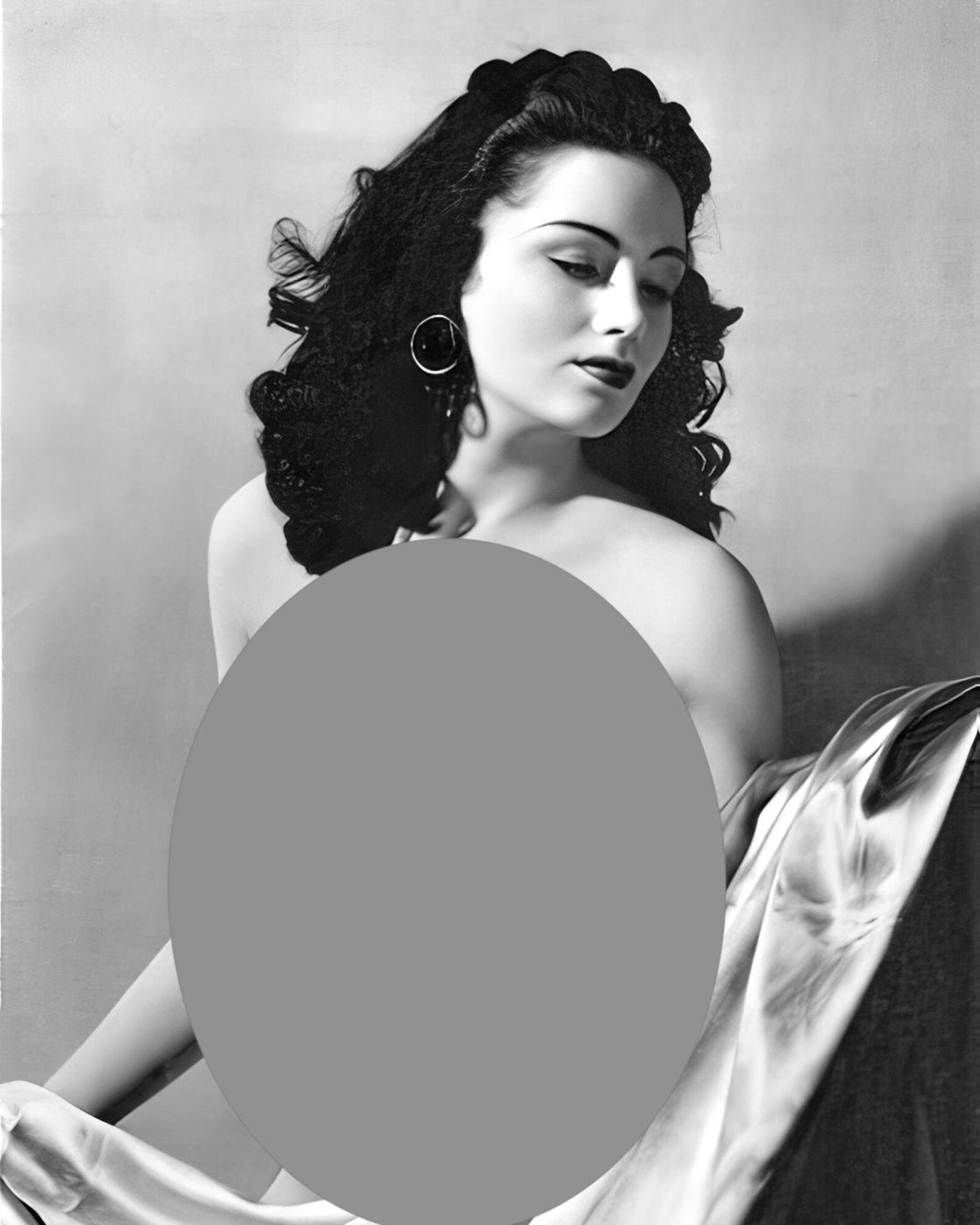 Vintage Frontal Nude C. 1950's Black & White, Mature Sexy, Great