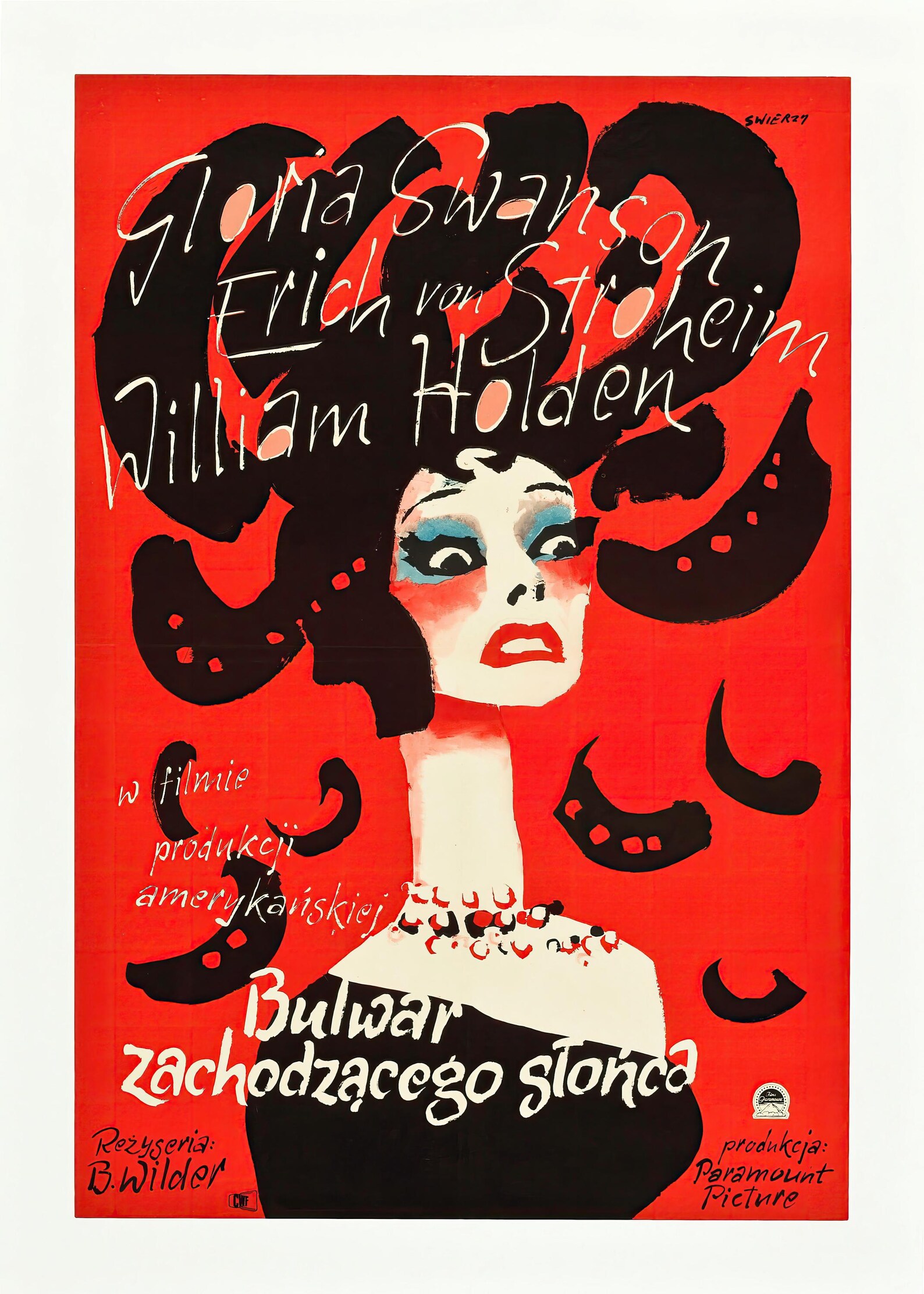 Print of 'sunset Boulevard' polish Classic Movie Poster, 1950 Black