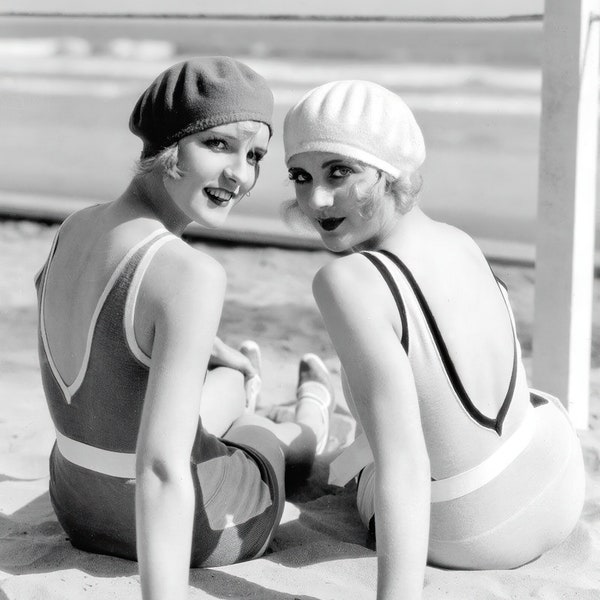 Carole Lombard & Diane Ellis - 1920's Era Bathing Beauties [730-876] Black and White, Multiple Sizes, Classic Vintage Hollywood