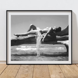 Nude on Beach C. 1950's - Black & White, Multiple Sizes - Classic, Sexy