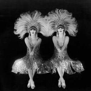 1920&#39;s Era Ziegfeld Follies showgirls The Dolly Sisters - black & white, multiple sizes  [730-1139] Classic Flappers, Vintage Glamour
