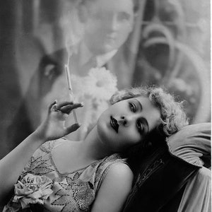 « Dans mes rêves » de style carte postale des années 20 - noir et blanc, plusieurs tailles - romantique, amateurs de vintage, glamour [730-760]