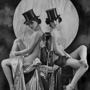 1920's era Jazz Age Berlin Showgirls - black & white, multiple sizes - vintage burlesque, sexy, sensual, risque, top hats [730-1064]