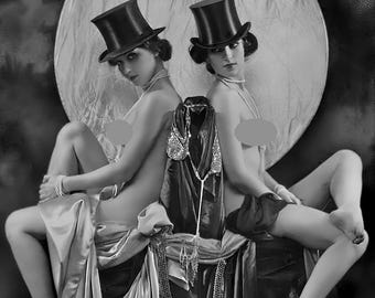 1920's era Jazz Age Berlin Showgirls - black & white, multiple sizes - vintage burlesque, sexy, sensual, risque, top hats [730-1064]