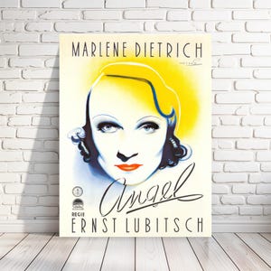 Print of &#39;Angel&#39; classic movie poster, 1937 romantic comedy drama film starring Marlene Dietrich,  multiple sizes  [C214]