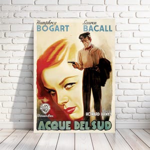Print of &#39;Key Largo&#39; (Foreign) classic movie poster, 1948 crime thriller starring Humphrey Bogart & Lauren Bacall, multiple sizes [751]
