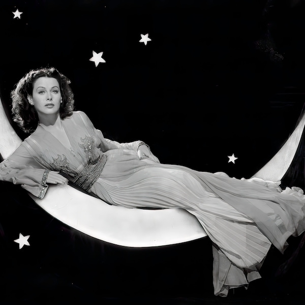 Hedy Lamarr c. 1943 Werbefoto für "The Heavenly Body" - schwarz-weiß, verschiedene Größen - alter Hollywood-Glanz, Schauspielerin, Schönheit [730-1364]
