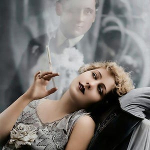 In meinen Träumen c. 1920&#39;s Französische Postkarten Stil | Druck/Poster | mehrere Größen | Farbe | Vintage Liebhaber | glamouröses romantisches Foto |  [609]
