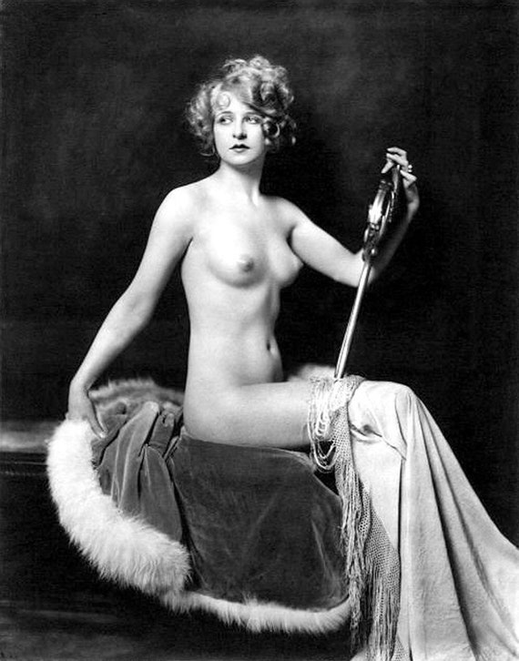 1920's Era Ziegfeld Follies Showgirl Myrna Darby frontal nude print. 