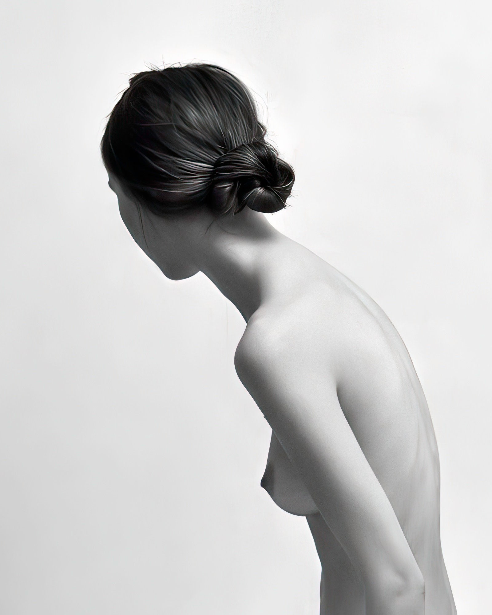 Perfil desnudo vintage: pose clásica blanco y negro - Etsy España