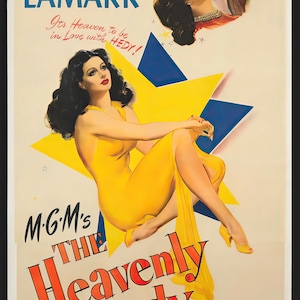 Print of &#39;The Heavenly Body&#39; classic movie poster| 1944 romantic comedy starring Hedy Lamarr & William Powell | multiple sizes [736]