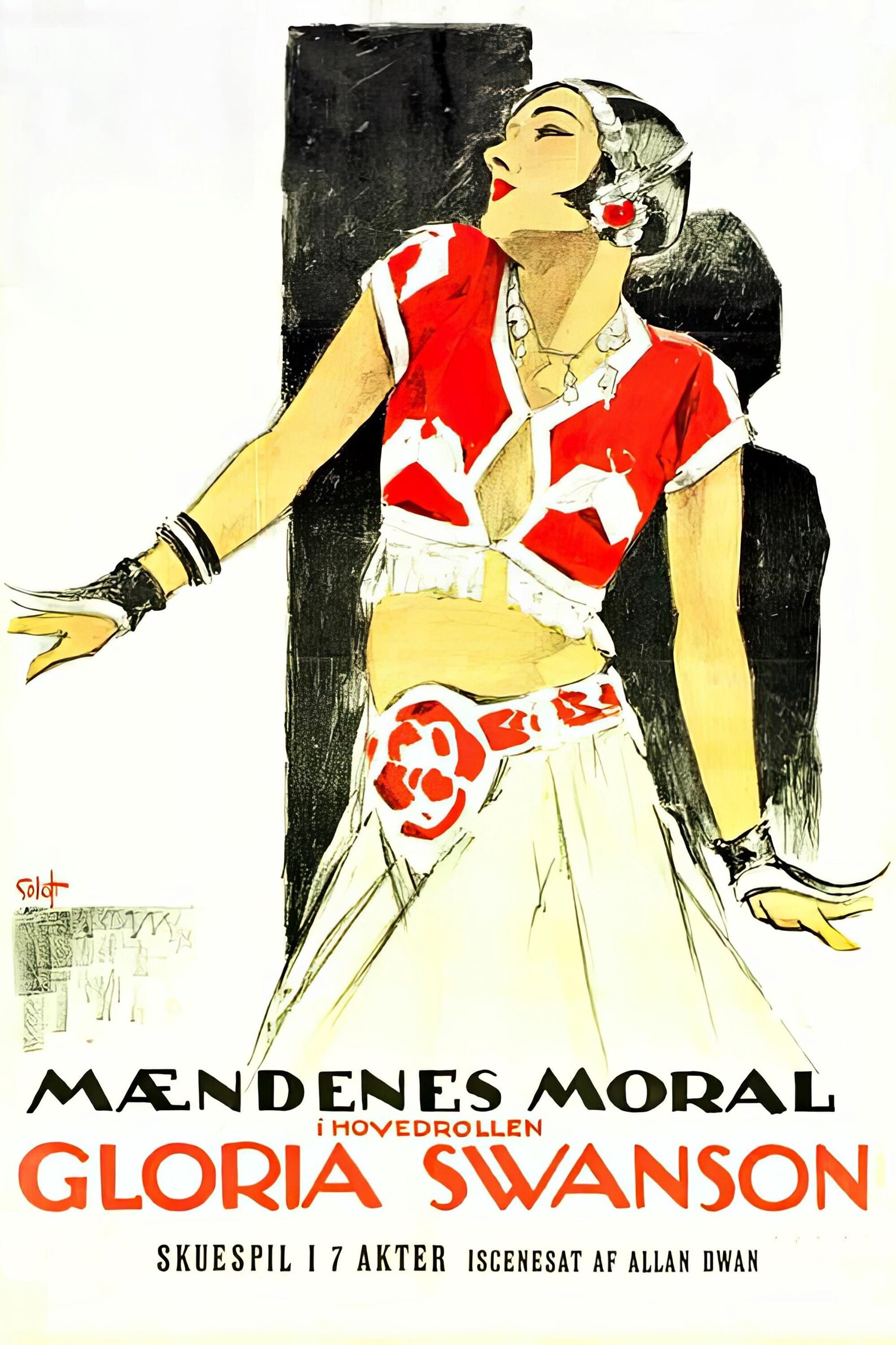 Print of 'manhandled' Movie Poster danish 1924 Silent Movie Drama