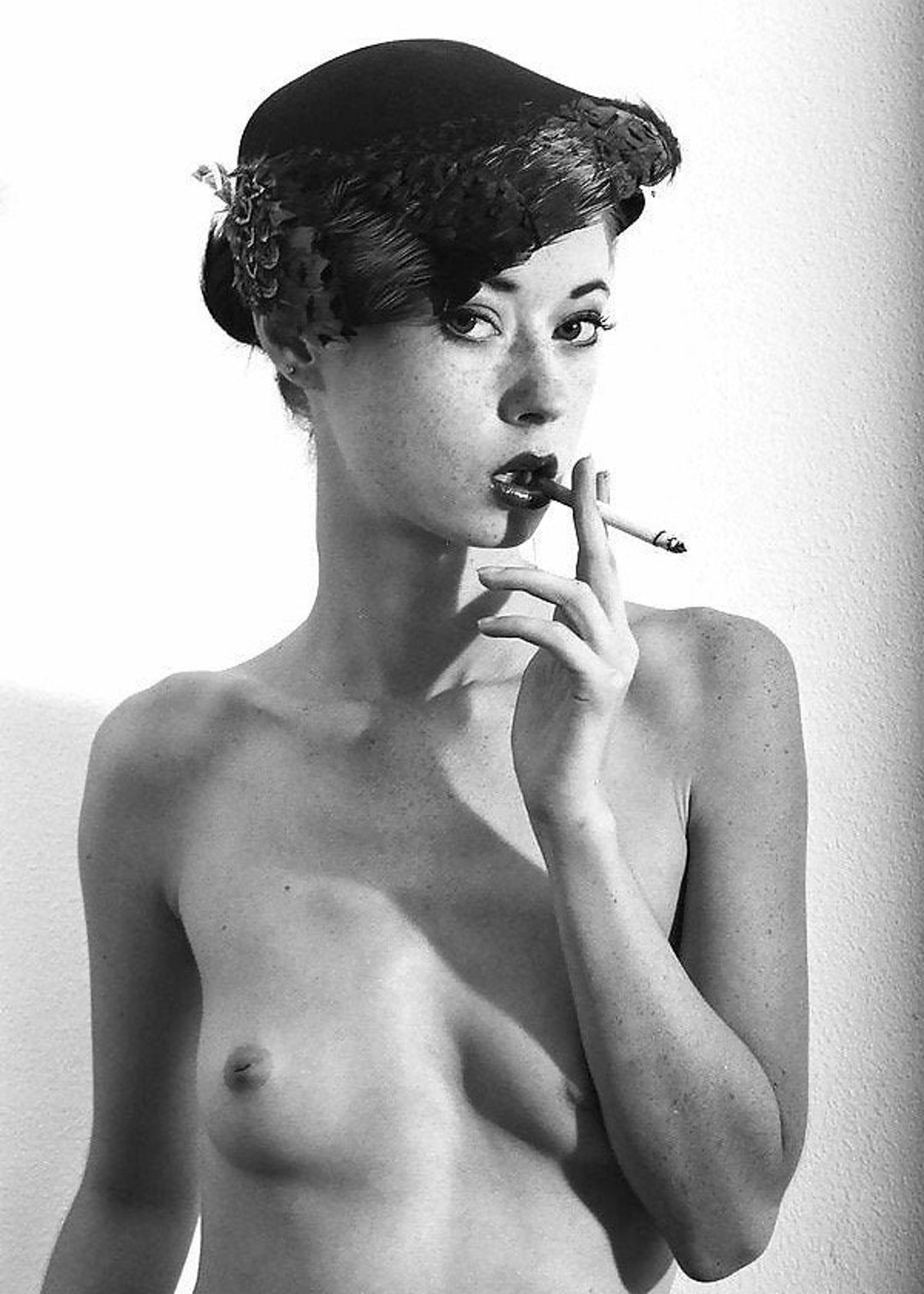 1940s Nude Porn Stars - 1940's Era Nude Smoking in Hat Black & White Multiple - Etsy