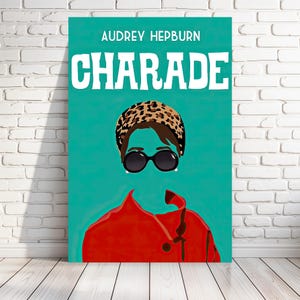 Print of 'Charade' classic movie poster, 1963 screwball comedy starring Audrey Hepburn & Cary Grant, multiple sizes  [C210]