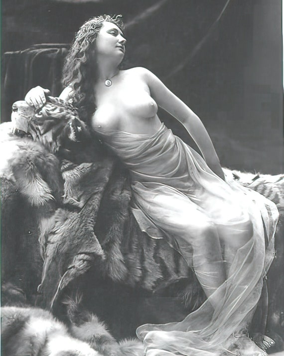 Nude Lady & Tiger 1910 Erotica Black and White Multiple - Etsy