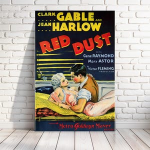 Print of &#39;Red Dust&#39; movie poster | 1932 romantic drama starring Clark Gable & Jean Harlow, multiple sizes [780]
