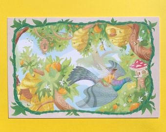Fairies & Pigeon Fruit Grove Postcard
