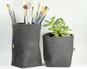 Waxed Canvas Fabric Bins - Fabric Containers - Toy Storage Basket - Waterproof Planter - Home Decor Baskets - Toy Box - Home Organization