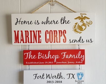 Home is where the Marine Corps sends us, US Marines, Marine Corps Family, Patriotic Wall Décor,
