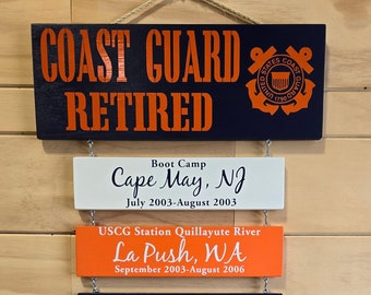 Coast Guard Retirement Sign: Patriotic Duty Station Wall Decor