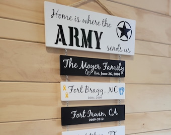 Personalized Army Duty Station Sign: Military Retirement Gift