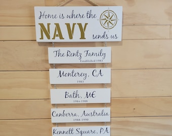 Navy Duty Station Sign: Patriotic Home Decor, Military Retirement Gift