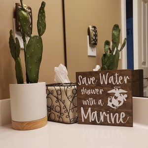 Marine Corps Bathroom Sign: Save Water, Military Humor Decor
