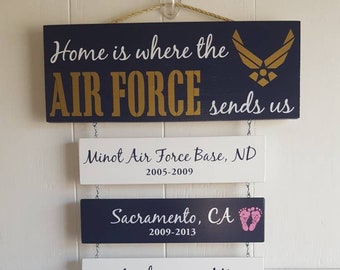 Air Force Duty Station Sign: Patriotic Military Retirement Gift