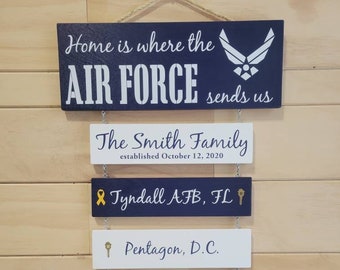 Air Force Duty Station Sign: Military Retirement Gift, Patriotic Wall Decor