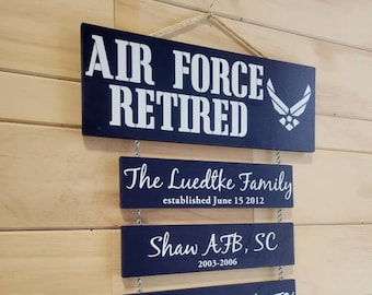 Air Force Retirement Wood Sign: Patriotic Duty Station Wall Decor