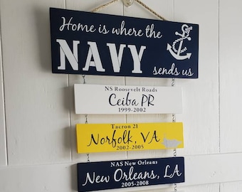 Navy Duty Station Sign: Patriotic Wall Decor, Retirement Gift