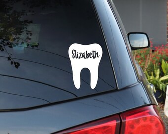 Personalized Molar Decal: Dental Assistant/Hygienist Car Window Sticker