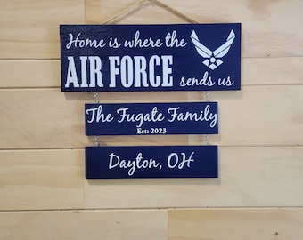 Air Force Duty Station Sign: Military Retirement Gift, Patriotic Wall Decor