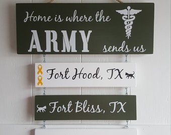 Army Duty Station Sign: Military Family Gift, Patriotic Wall Decor