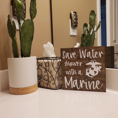 Marine Corps Bathroom Sign: Save Water, Military Humor Decor