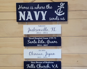 Navy Duty Station Sign: Patriotic Wall Decor, Navy Retirement Gift