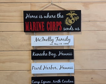 Marine Corps Welcome Sign, Welcome Sign, Rustic USMC, Carved