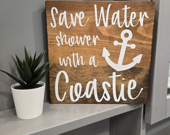 Coast Guard Bathroom Sign: Save Water Shower with a Coastie