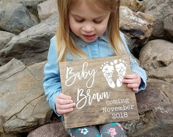New Baby Announcement Wood Sign