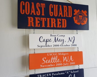 Coast Guard Retired, Patriotic Wall Décor, Duty Station Sign, Coast Guard sign, Coast Guard Retirement, Coast Guard Family sign