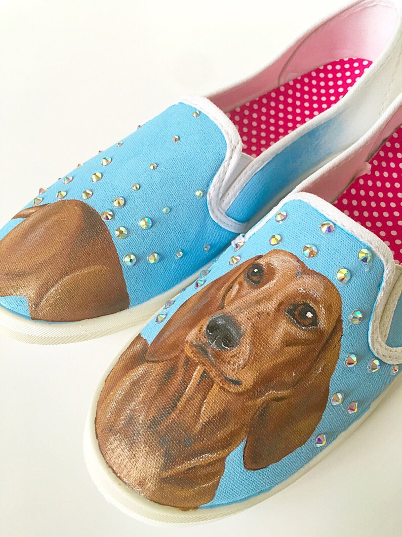 Custom dog canvas shoes toddler kids adult dachshound Etsy