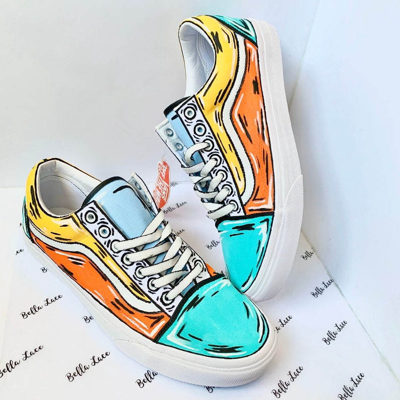 Custom Painted Cartoon Old Skool Vans Lace up Shoes Custom - Etsy