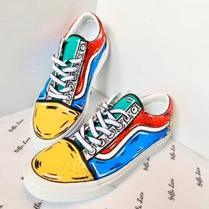 Custom Painted Cartoon Old Skool Vans Lace up Shoes Pop Art - Etsy