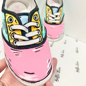 Cartoon Theme Shoes Comic Style Party Kids Shoes Girls Custom Hand ...